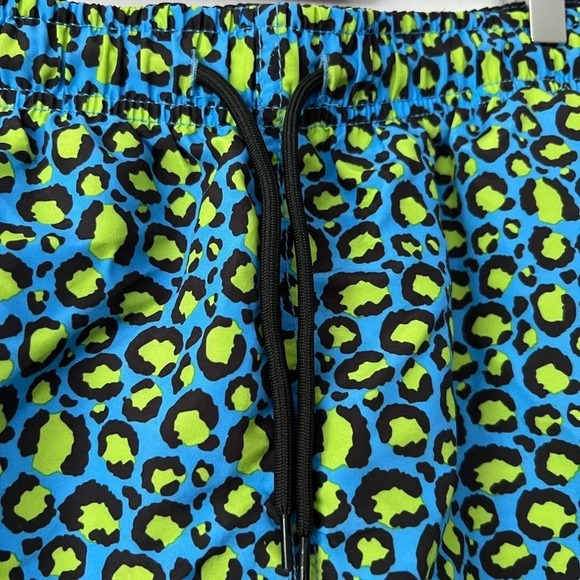 Happy Hour Swim Trunks Shorts Lined | Blue & Green Leopard Print | Size XL - Picture 4 of 8
